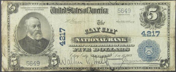 Clay City National Bank, Clay City National Currency dollar bill