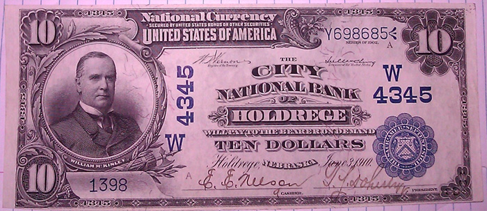 United States National Bank of Holdrege National Currency dollar bill