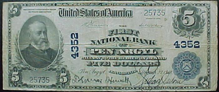 First National Bank of Pen Argyl National Currency dollar bill