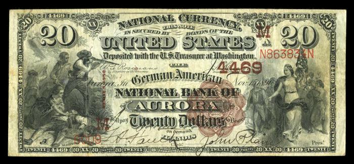 German American National Bank of Aurora National Currency dollar bill