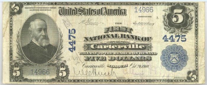 First National Bank of Webb City National Currency dollar bill