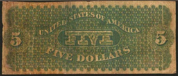 1861 5 Dollar Bill Back 1861 5 Dollar Bill Back