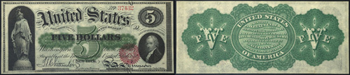 1863 Five Dollar Bill Legal Tender Note