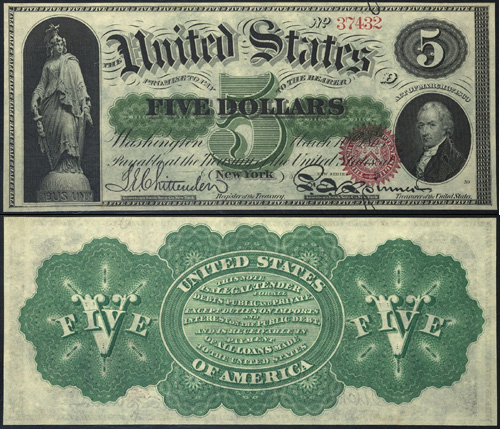 1863 Five Dollar Bill Legal Tender Note
