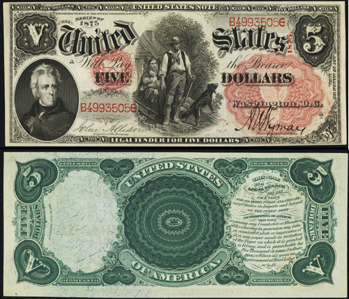 1875 Five Dollar Bill Legal Tender Note