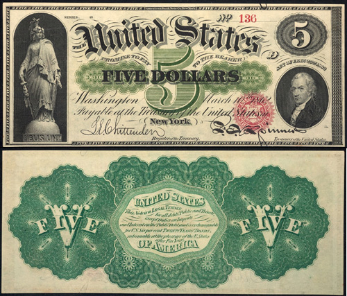 1862 Five Dollar Bill Legal Tender Note