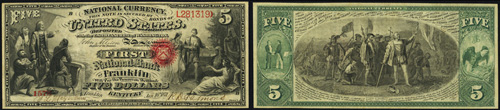 1863 Five Dollar Bill National Currency Note