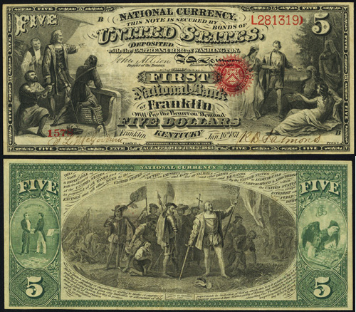 1863 Five Dollar Bill National Currency Note