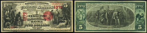 1875 Five Dollar Bill National Currency Note