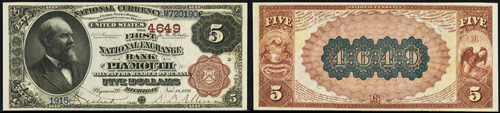 1882 Five Dollar Bill National Currency Brown Back Note