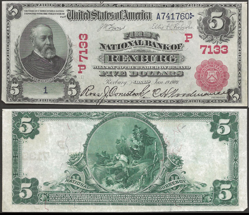 1902 Five Dollar Bill National Currency Red Seal Note