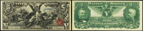 1896 $5.00 Five Dollar Bill Silver Certificate