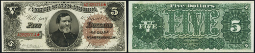 1890 Five Dollar Bill Treasury Note
