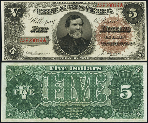 1890 Five Dollar Bill Treasury Note