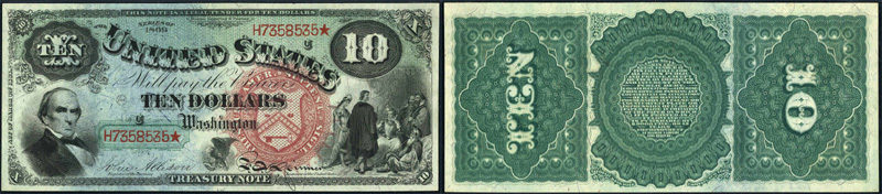 Series 1869 $10.00 Legal Tender Rainbow Jackass