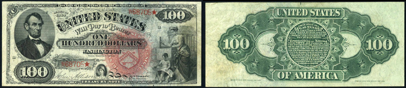 Series 1869 $100.00 Legal Tender Rainbow