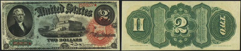 Series 1869 $2.00 Legal Tender Rainbow