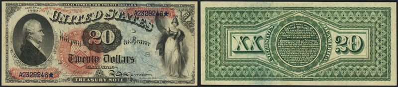 Series 1869 $20.00 Legal Tender Rainbow