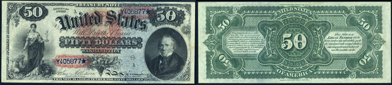 Series 1869 $50.00 Legal Tender Rainbow