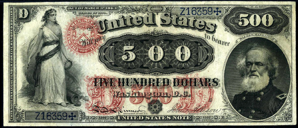 1874 $500 Legal Tender
