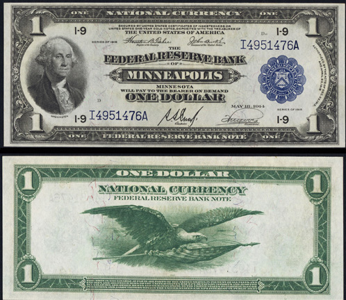 1918 One Dollar Bill Federal Reserve Bank Note