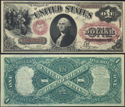 1875 One Dollar Bill Legal Tender Rainbow