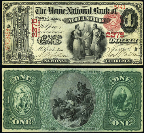1875 One Dollar Bill National Currency Note