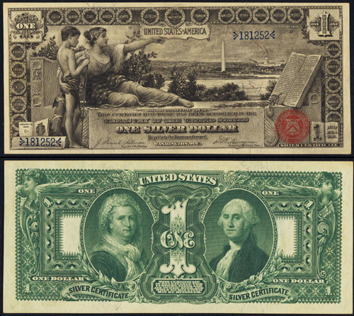 1896 $1.00 One Dollar Bill Silver Certificate