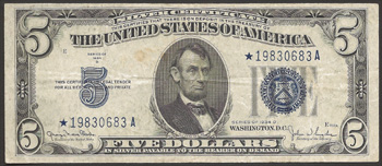 Series 1934-D $5.00 Silver Certificate Star Note