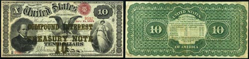 1864 Ten Dollar Bill Compound Interest Treasury Note