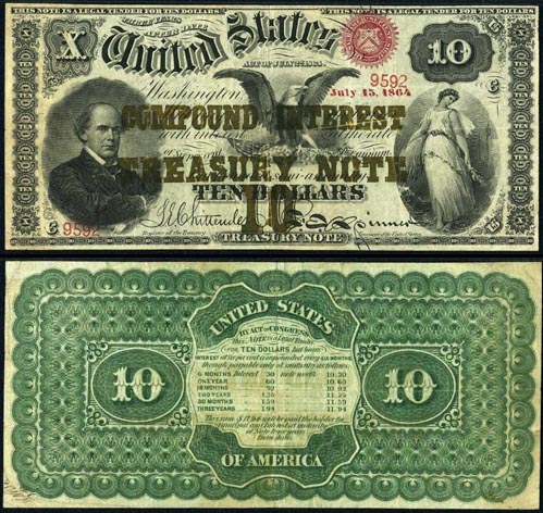 Ten Dollar Bill Compound Interest Treasury Note Series 1864