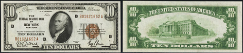 1929 Ten Dollar Bill Federal Reserve Bank Note