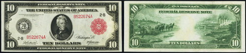 1914 Ten Dollar Bill Federal Reserve Red Seal Note