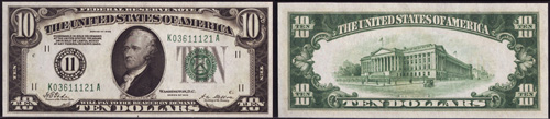 1928 Ten Dollar Bill Federal Reserve Note