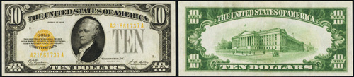 1928 Ten Dollar Bill Gold Certificate Note