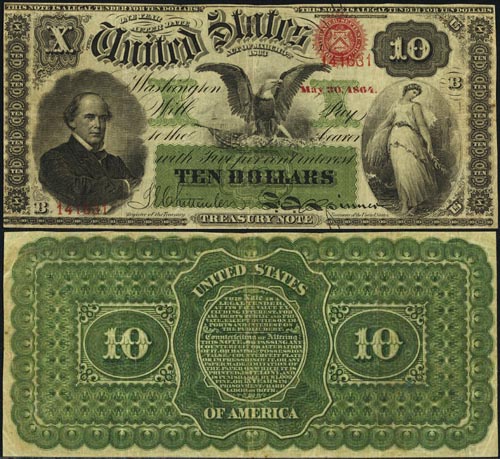 Ten Dollar Bill Interest Bearing Legal Tender Series 1864