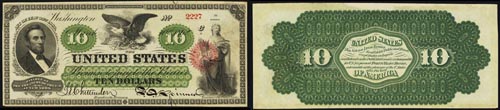 1862 Ten Dollar Bill Legal Tender Note
