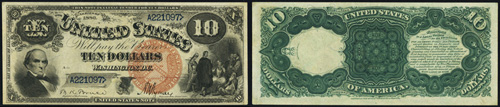 1880 Ten Dollar Bill Legal Tender Jackass Note