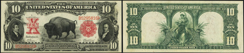 1901 Ten Dollar Bill Legal Tender Bison Note