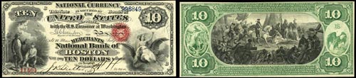 1864 Ten Dollar Bill National Currency Note