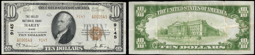 1929 Ten Dollar Bill National Currency Bank Note