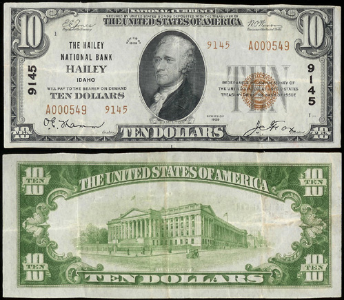 1929 Ten Dollar Bill National Currency Bank Note