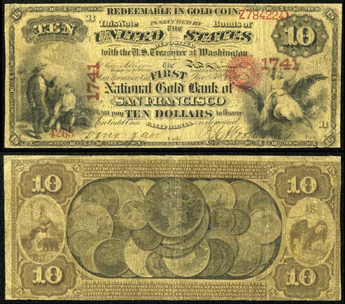 1870 Ten Dollar Bill National Gold Bank Note