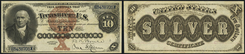 1880 Ten Dollar Bill Silver Certificate Note