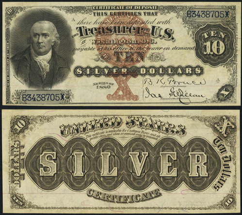 1880 Ten Dollar Bill Silver Certificate Note