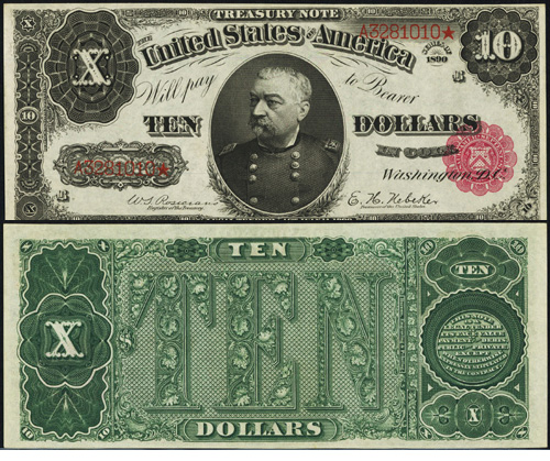 1890 Ten Dollar Bill Treasury Note