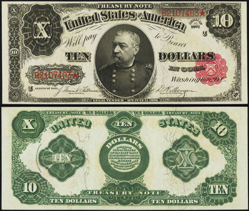 1891 Ten Dollar Bill Treasury Note