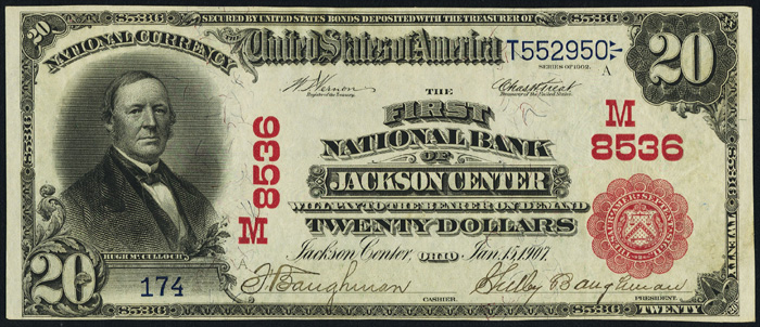 1902 Twenty Dollar Bill National Currency Red Seal Note