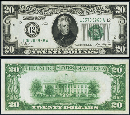 1928 Twenty Dollar Bill Federal Reserve Note