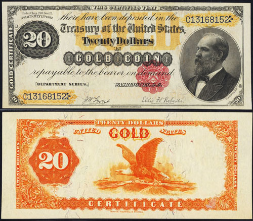 1882 Twenty Dollar Bill Gold Certificate